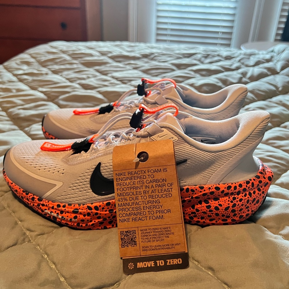 Nike Grey, orange, and Black Running Sneakers with Speckled Orange Midsole